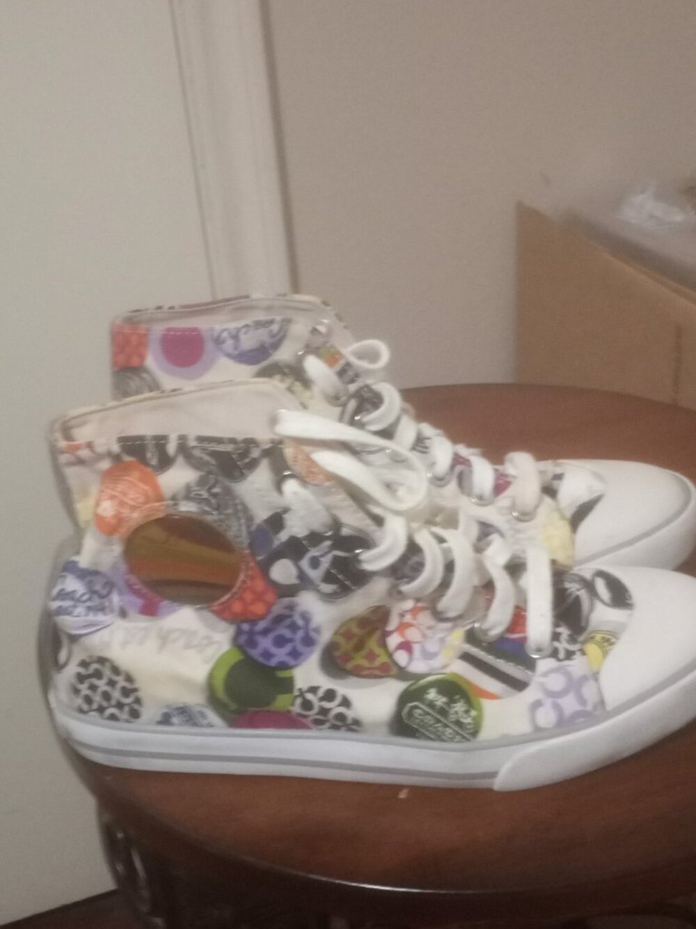 Women's Coach Cardinal High Top Graffiti Sneakers Size 7B multicolor canvas - Picture 1 of 14
